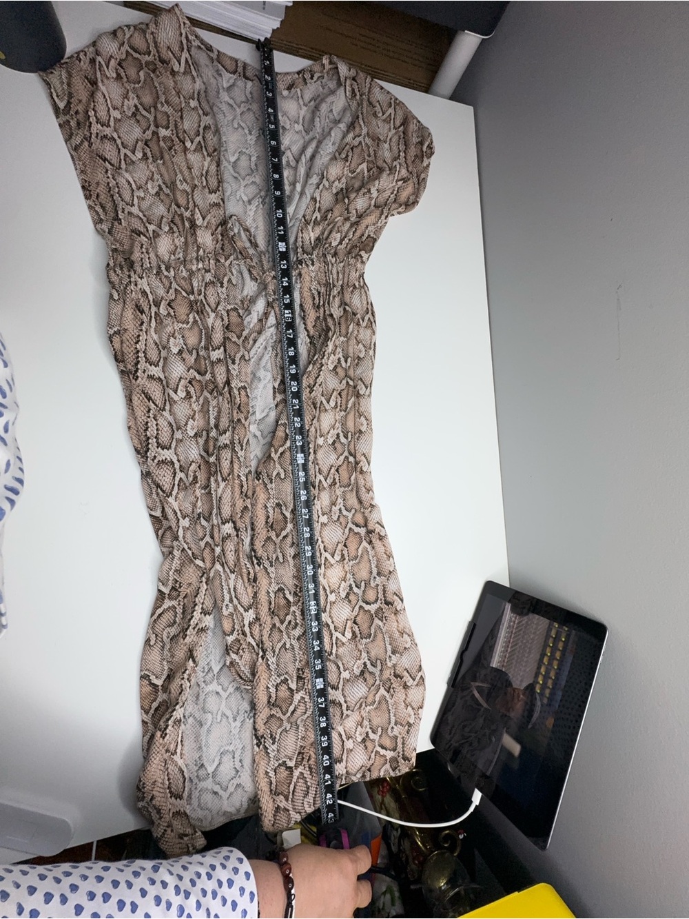 Kona Sol Snakeskin Print Tie-Front Boho Midi Duster Cover-Up - Picture 6 of 7